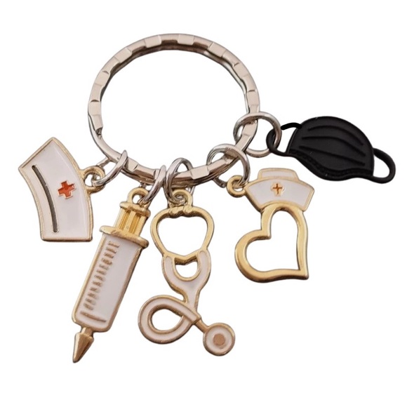 Nurses Keychain with Stethoscope, Nurses Cap & Black Face Mask - Picture 13 of 16